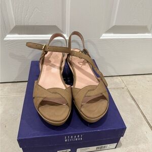 Stuart Weitzman “Lockness” Light Brown Ankle Strap Sandals